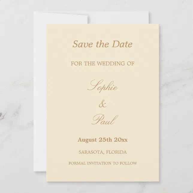 Elegant Cream Beige Wedding Save the Date