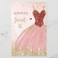 Budget Red Gold Dress Sweet 16 Invitation