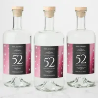 Elegant 52nd Star Ruby Wedding Anniversary Liquor Bottle Label