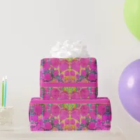 Pretty Pink Party Balloons Bright Pink Blue Gold Wrapping Paper