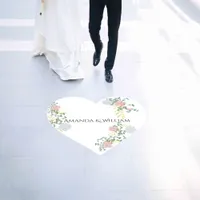 Finely flourished heart-shaped wedding floor decals