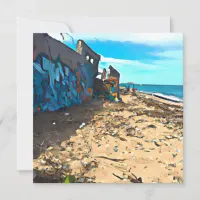 Post Apocalyptic Abandoned Beach Card