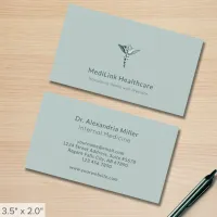 Medical Green Caduceus Logo Business Card