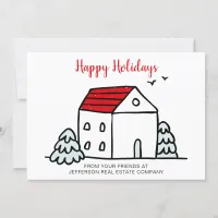 Cute Winter House Real Estate Holiday Card