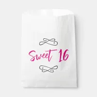 Hot Pink Chic Doodle Modern Script Sweet 16 Favor Bag