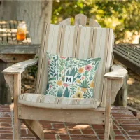 Pretty Monogrammed Floral Garden Plants Flowers Outdoor Pillow