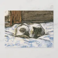 Cat Sleeping on a Bed by Claude Monet Postcard