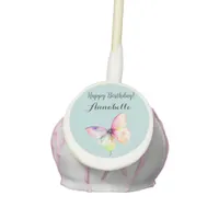 Delicate Pink Butterfly in Pastel Rainbow Colors Cake Pops