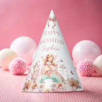 Rainbow Fairy Girl Magic Teapot Birthday Party Hat