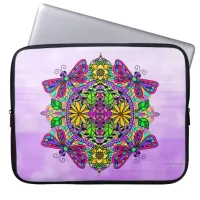 Purple Hand drawn Dragonfly Mandala Laptop Sleeve