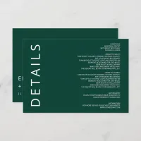 Emerald Green Elegant Modern Minimalist Wedding Enclosure Card