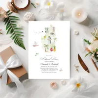 Saint Lucia Tropical Watercolor Rehearsal Dinner Invitation