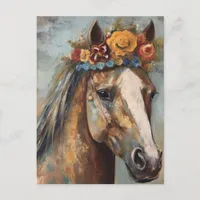 Horse With A Floral Crown  Postcard