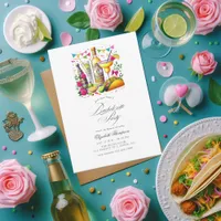 Colorful Tacos & Tequila Fiesta Bachelorette Bash Invitation