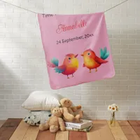 Bird-Themed Baby Shower Cute Watercolor Baby Blanket