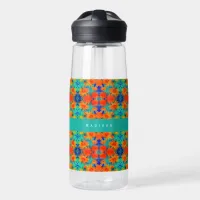 colorful orange sunflowers stylish modern art  water bottle