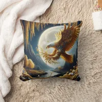 Golden Eagle Perched on Branch at Nighttime Throw Pillow