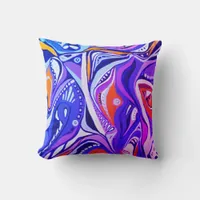 Realm of asymmetric vibes - blue and red throw pillow