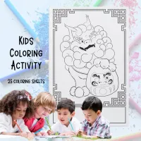 Kids Coloring Activity  - Foo Dog & Daruma Doll Paper Pad