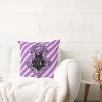 Sophisticated Pink Stripe Monogrammed Throw Pillow