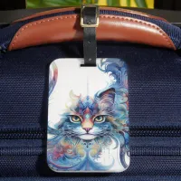 Whimsical, Artistic Psychedelic Cat Luggage Tag