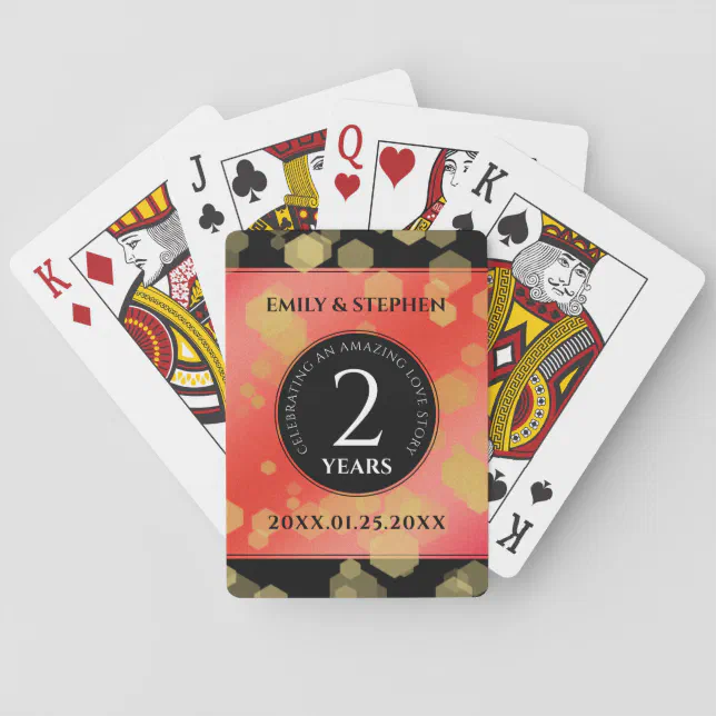 Elegant 2nd Garnet Wedding Anniversary Celebration Poker Cards