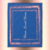 Pink Glitter border monogram on blue | Fleece Blanket