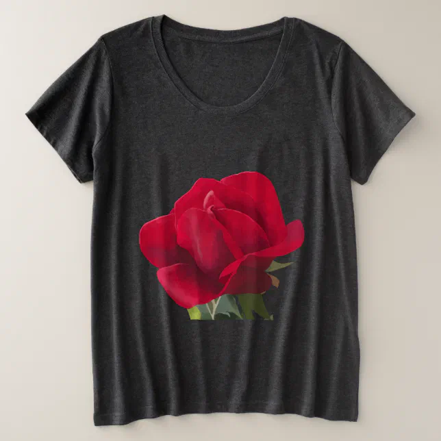 Rose rouge - Red rose  Plus Size T-Shirt