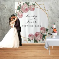 Gold Glitter Geo Pink Floral Photo Backdrop Sign