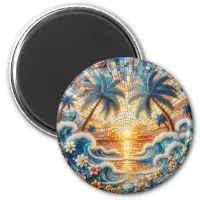 Magical Mosaic Tropical Ocean Sunset Magnet