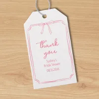 Hand Drawn Bow Pink Bridal Shower Thank You Gift Tags