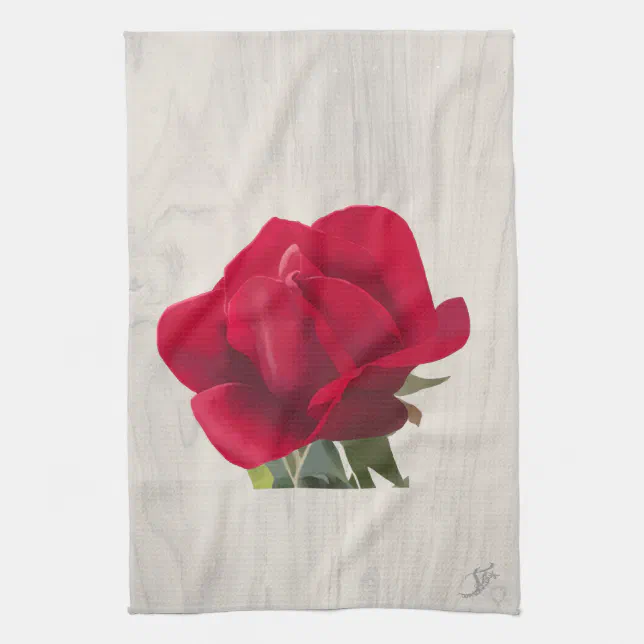 Rose rouge - Red rose  Kitchen Towel