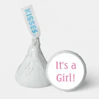 Minimalistic Pink Text on White "It's a Girl!" Hershey®'s Kisses®