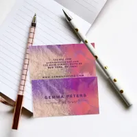 Pink Purple Gold Foil Glitter Calligraphy Script Business Card