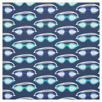 Swimming Swim Goggles Pattern on Dark Blue Fabric