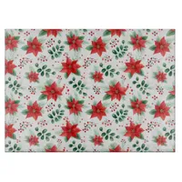 Botanical Print Red Poinsettias Cutting Board