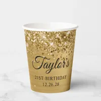 Gold Glitter Metallic 21st Birthday Paper Cups