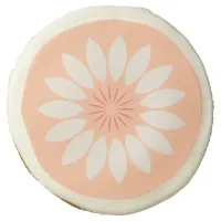 Large Stylized White & Coral Sunflower Sugar Cookie