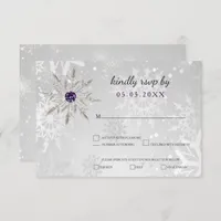 silver purple snowflakes winter wedding rsvp invitation