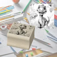 Cute little dinosaur with lots of colorful balloon rubber stamp