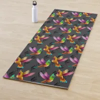 Colorful Crested Hummingbirds in Flight Yoga Mat