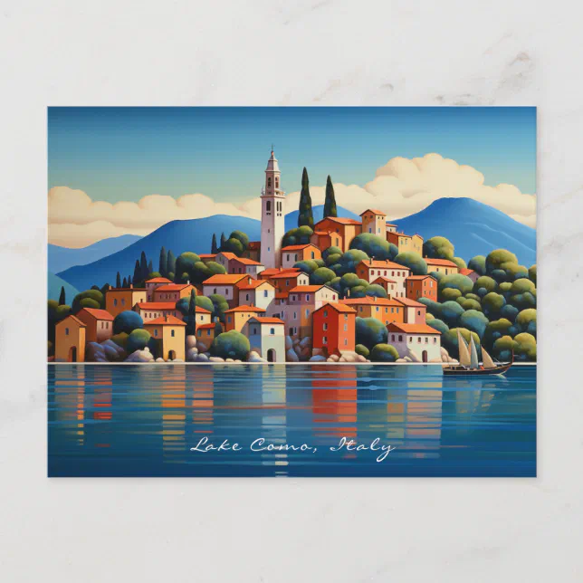 Painting of Lake Como | Italy Travel | Art Postcard