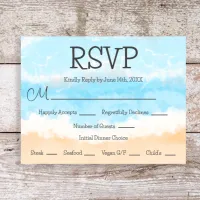 Blue Ocean Coastal Elegant Wedding RSVP Cards