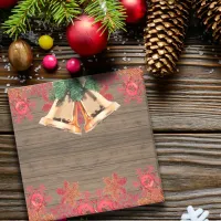 Country Style Golden Bells Rustic Wood Christmas Post-it Notes