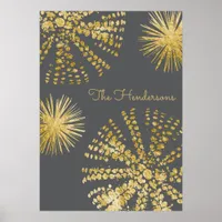 Beach Sea Urchins in Gold Abstract Coastal Poster