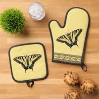 Southwest Yellow Swallowtail Butterfly Oven Mitt & Pot Holder Set