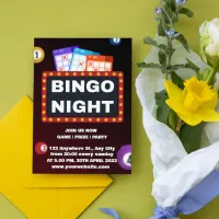 Black and Maroon Minimalis Bingo Night Invitations