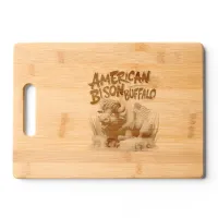 American Bison Buffalo With American Flag Cutting Board