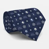 Festive Christmas Snowflakes, Ornaments and Trees Neck Tie