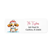 Personalized Kawaii Christmas Puppy Dog  Label